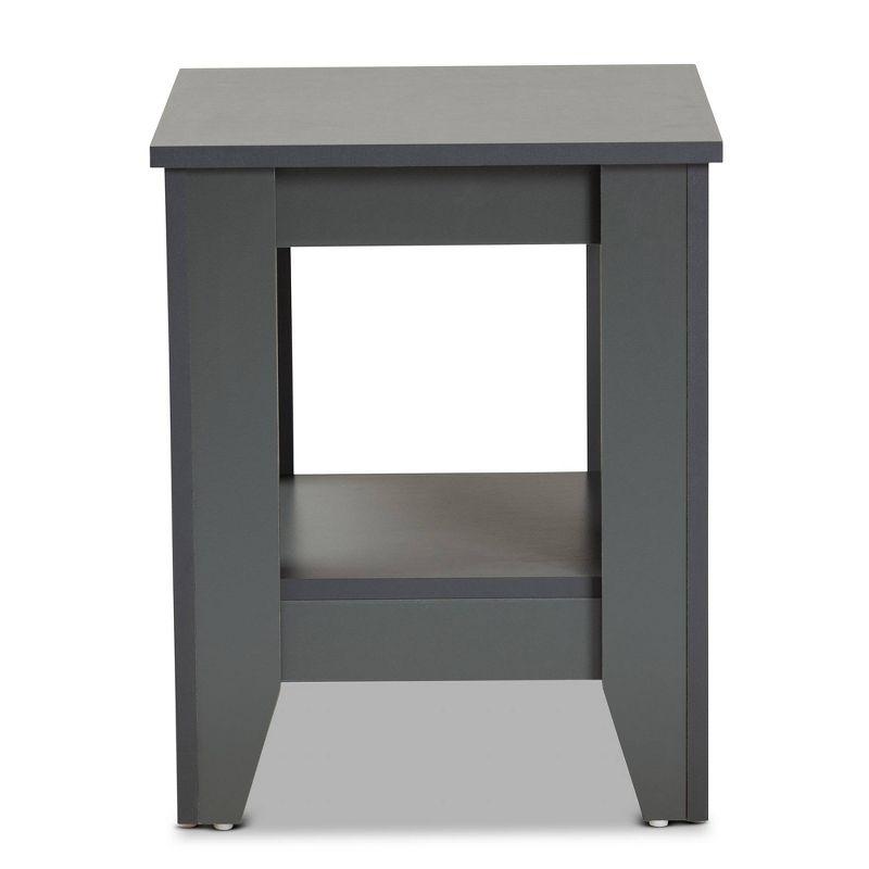 Audra Compact Square Grey Wood End Table with Shelf