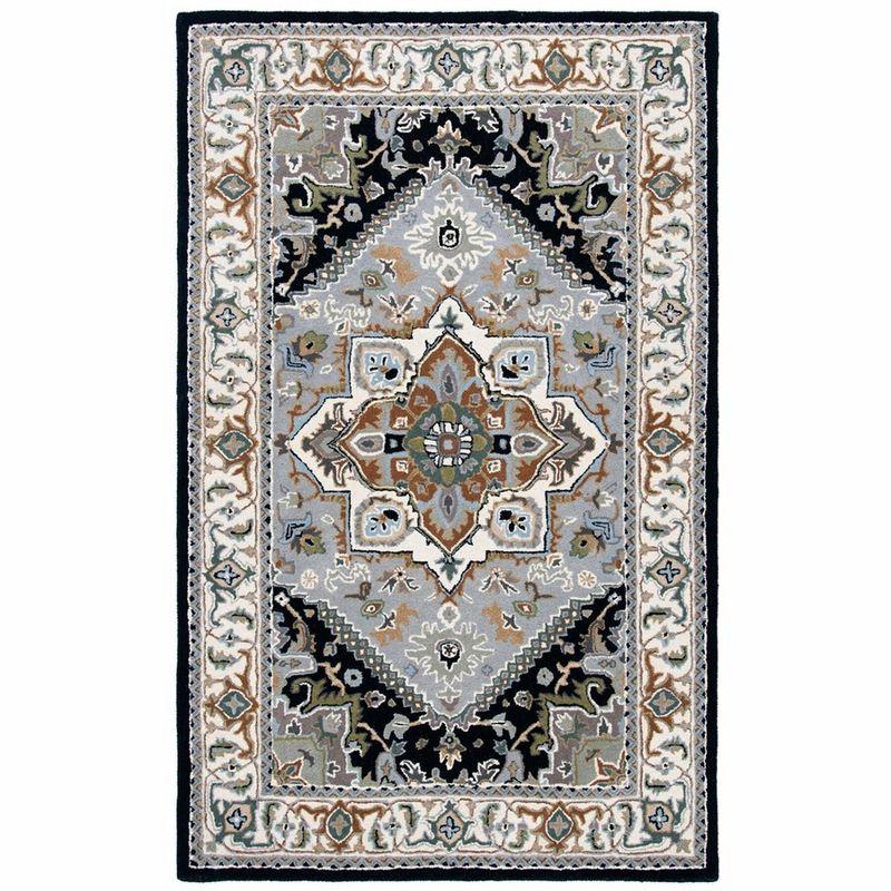 Heritage HG625 Handmade Area Rug - 5'x8' - Grey/Navy - Safavieh