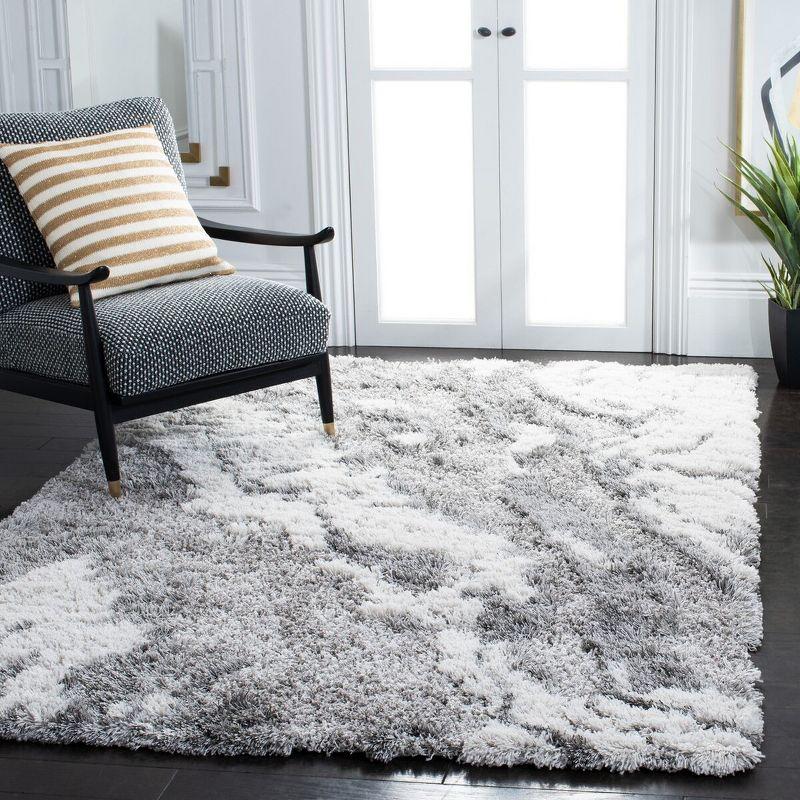 Horizon Shag 800 HZN890 Machine Made Area Rug - 4'x6' - Grey/Ivory - Safavieh