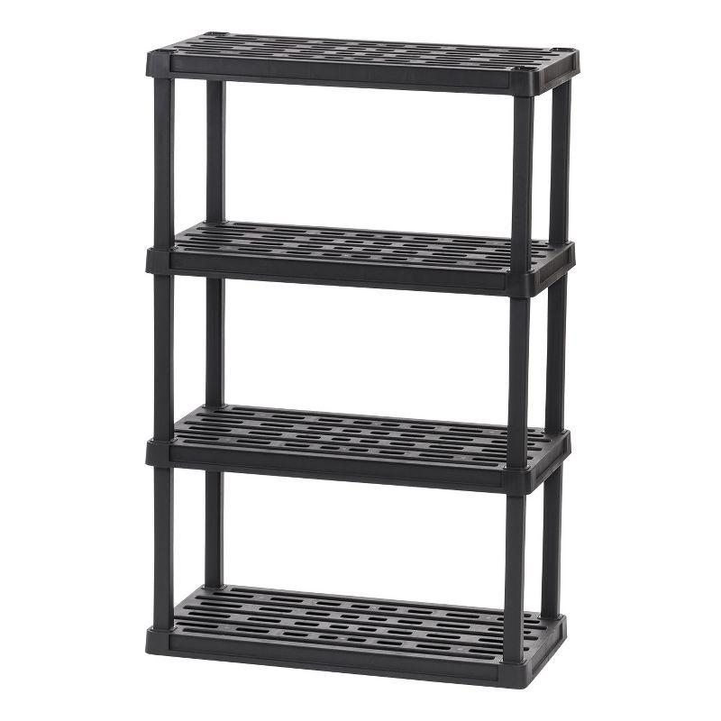 IRIS USA 4-Tier Shelving Unit, 56" Fixed Height, Large Storage Organizer for Home, Garage, Basement, Shed and Laundry Room, Black