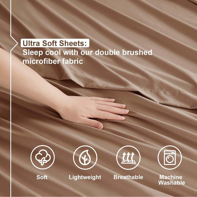 Nestl 4 Piece Queen Bed Sheet Set, Deep Pocket Extra Soft Microfiber Queen Sheets - Taupe Sand