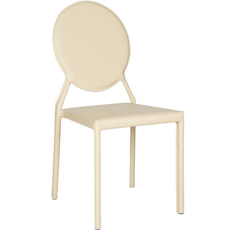 Warner Round Back Leather Side Chair (Set of 2) - FOX2018 - Butter Cream - Safavieh Couture