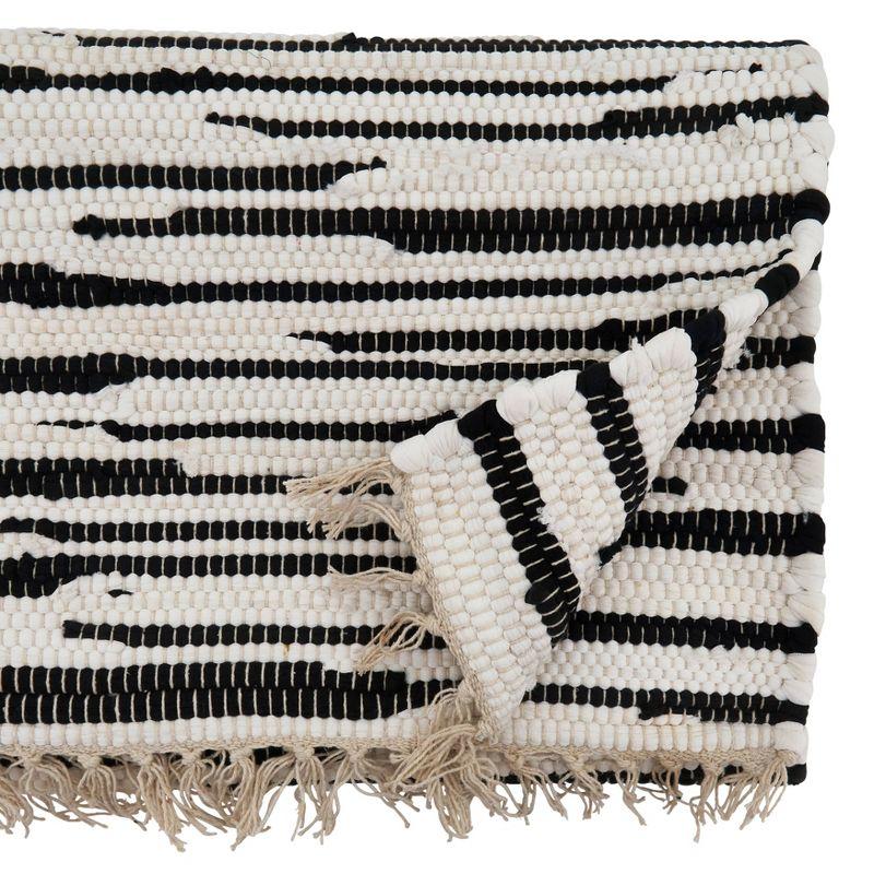 72" Black and White Cotton Zebra Chindi Table Runner with Fringe