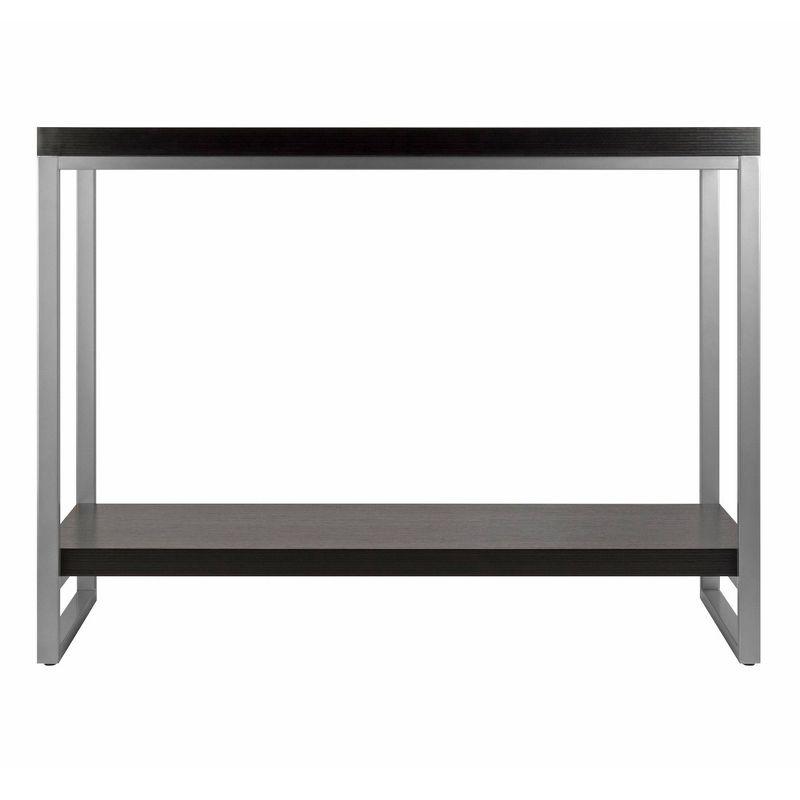 Jared Console Table, Enamel Steel Tube - Dark Espresso - Winsome: Entryway Accent, Bottom Shelf Storage