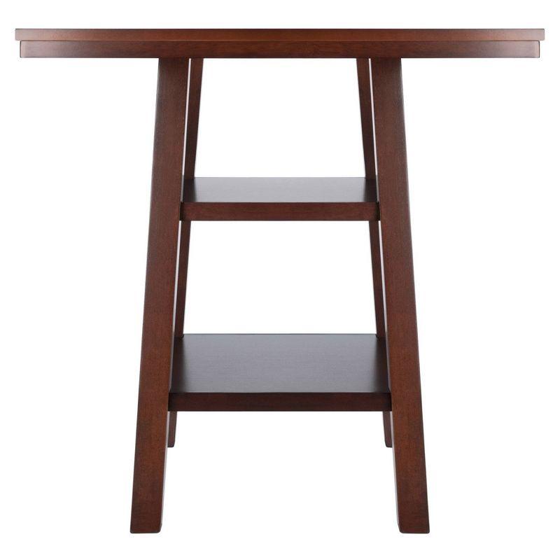 Orlando Square High Table with 2 Shelves Wood/Walnut - Winsome