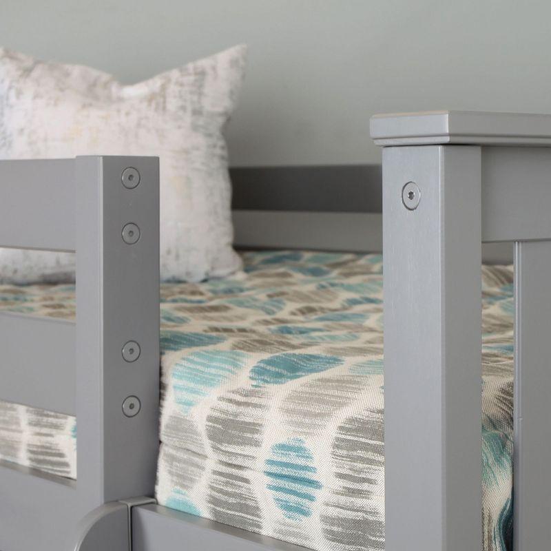 Max & Lily Solid Wood High Loft Bed,Twin Bed Frame For Kids With Bookcase and Ladder, Grey