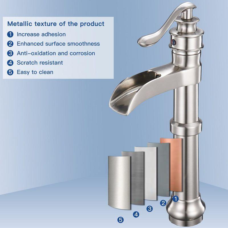 BWE Waterfall Single Hole Single-Handle Vessel Bathroom Faucet With Pop-up Drain Assembly