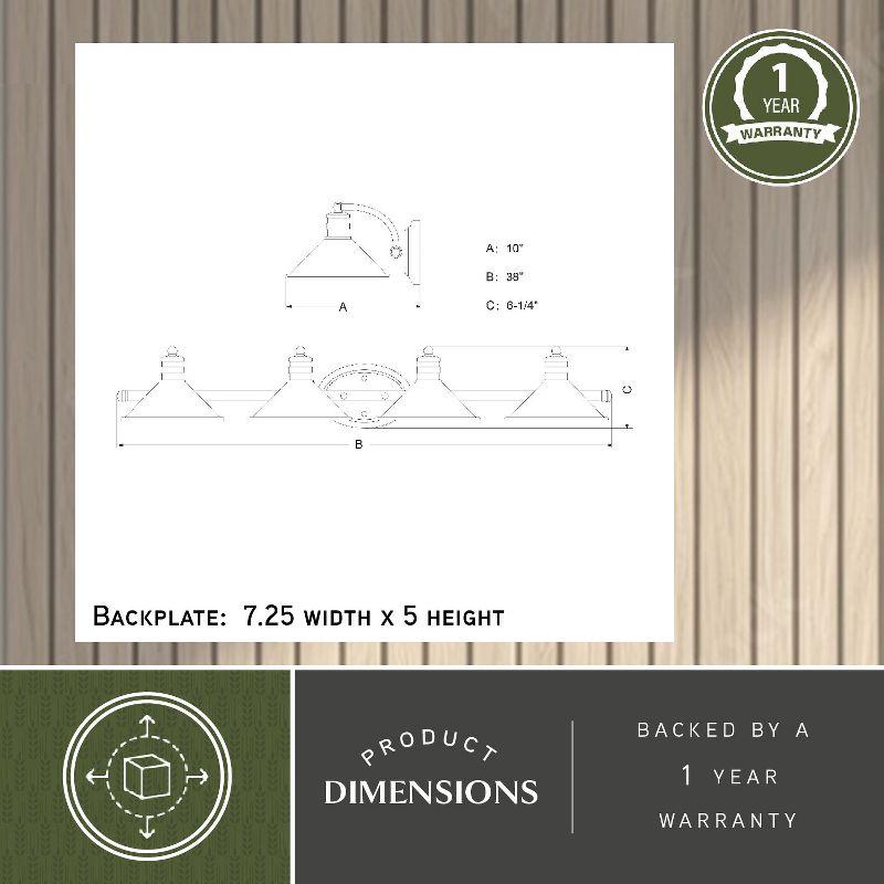 VAXCEL Akron Modern Farmhouse Bathroom Vanity Light Wall Sconce Fixture, Oil Rubbed Bronze and Matte White, 4 Light, 38 inch