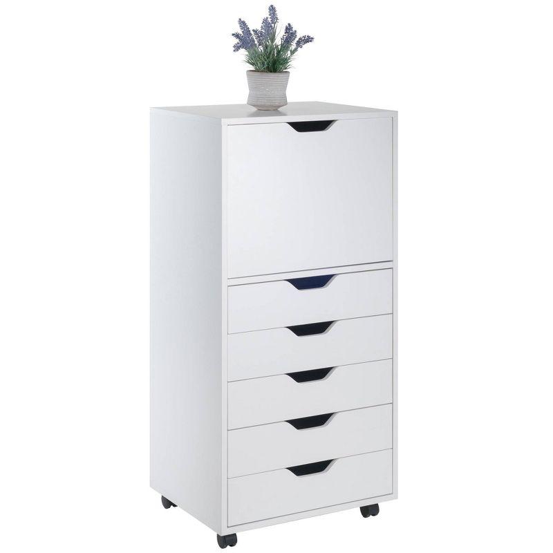 Halifax 5 Drawer Cabinet White - Winsome: Wood Composite Office Furniture, Printer Stand with Storage