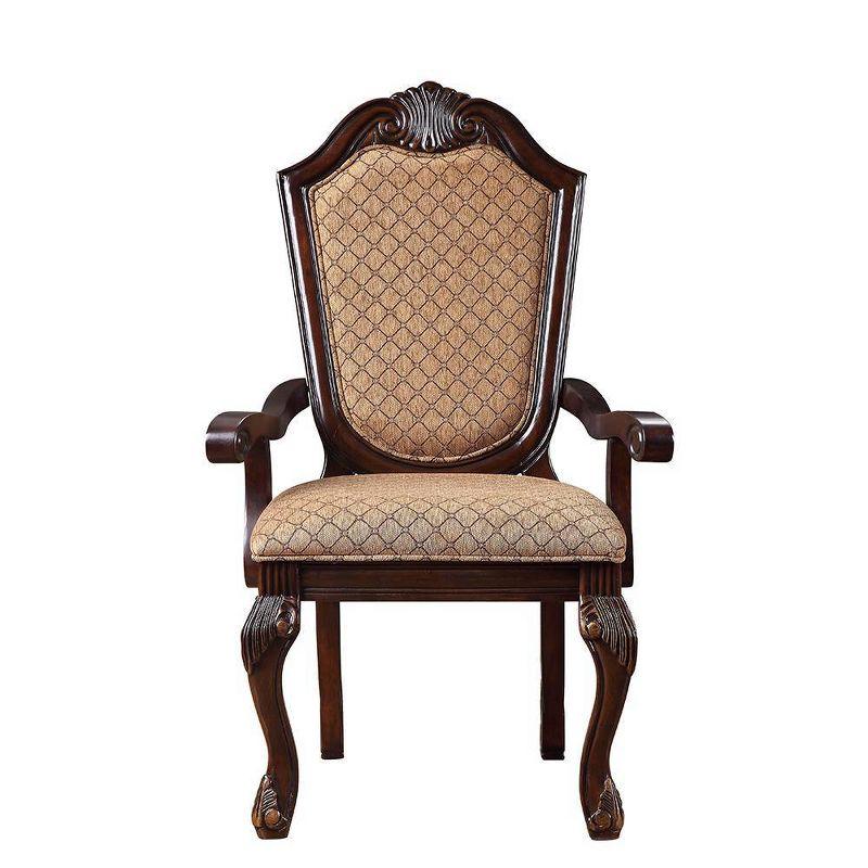 Chateau De Ville 29" Accent Chairs Fabric and Espresso - Acme Furniture: Luxurious Dining Armchair, Queen Anne Legs