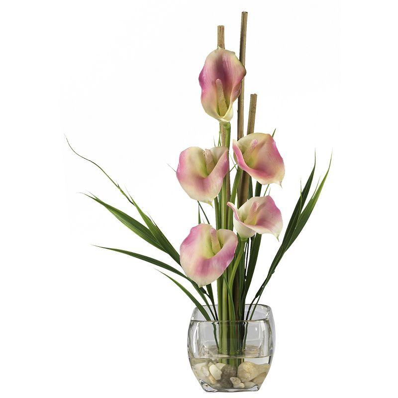 Elegant Pink Calla Lily 23" Centerpiece in Square Glass Vase