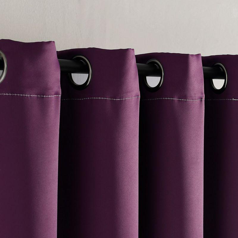 Alexander Color Block Light Filtering Window Curtain Panels Purple/Gray 52X84 Set