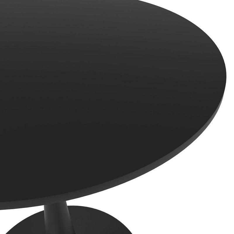 LeisureMod Round Dining Table 27" MDF Wood Tabletop in Black Steel Bistro Series