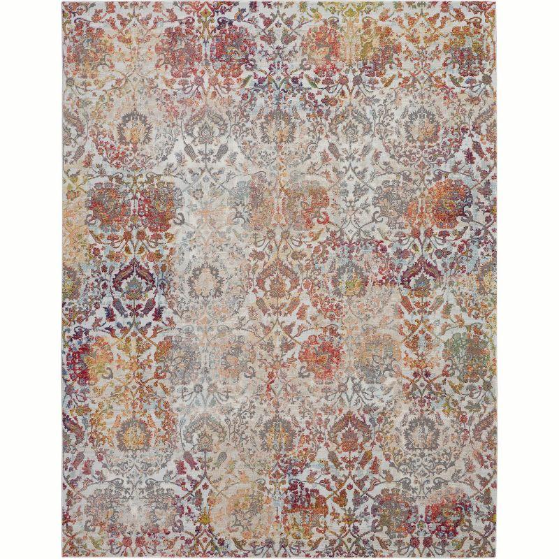 Global Vintage GLB06 Ivory/Blue Area Rug Colorful Vintage Damask By Nourison