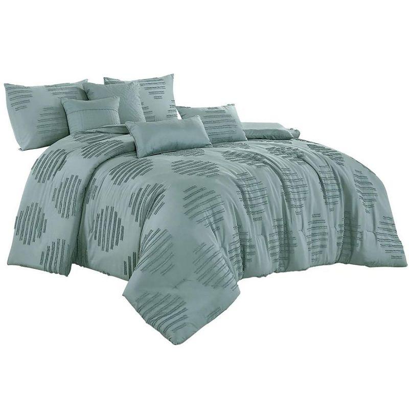 Home Mart Goods 7 Piece Teal Blue Geometric Bedding Comforter Set