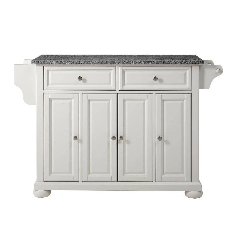 Alexandria Gray Granite Top Full Size Kitchen Island/Cart White - Crosley: Storage, Spice Rack, Towel Holder