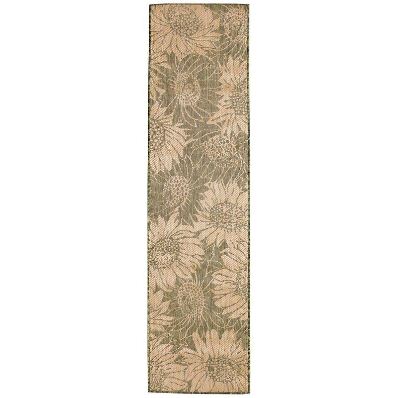 Liora Manne Carmel Sunflower Field Indoor/Outdoor Rug Green 1'11" x 7'6"