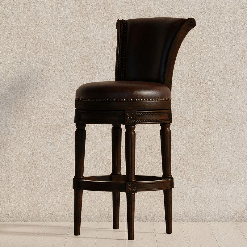 Maven Lane Pullman Bar Stool with Vegan Leather Upholstery