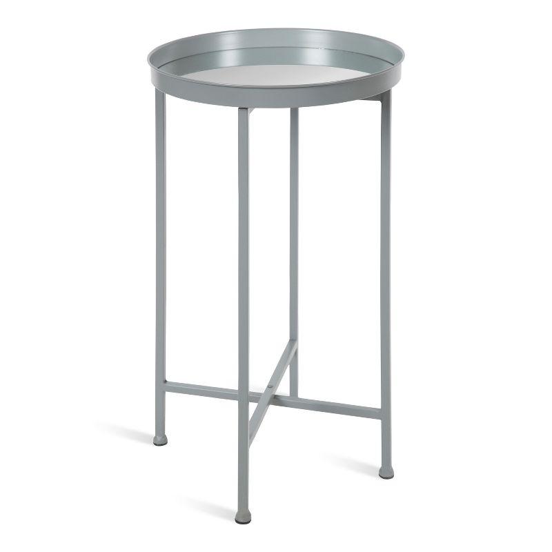 Kate and Laurel Celia Round Metal Tea Table, 14x14x25.75, Gray