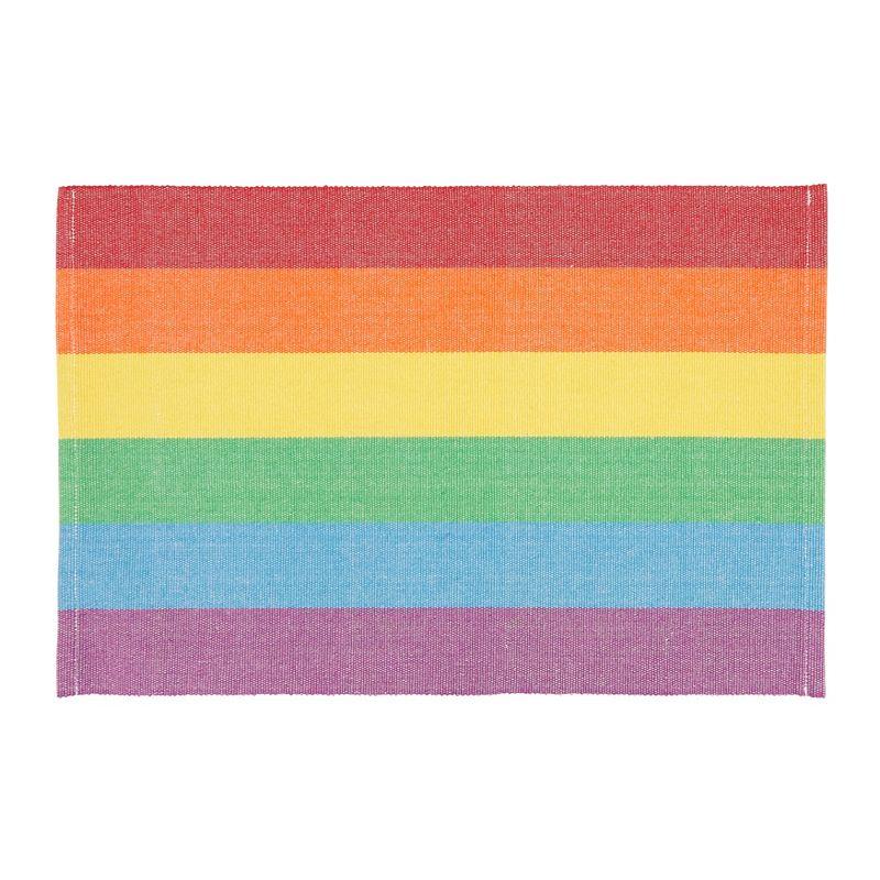 Saro Lifestyle Rainbow Stripe Delight Placemat (Set of 4), Multicolored, 13"x20"