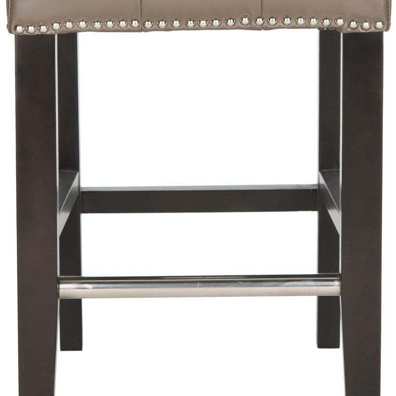 Thompson Transitional 34" Gray Leather & Wood Counter Stool with Silver Nailhead