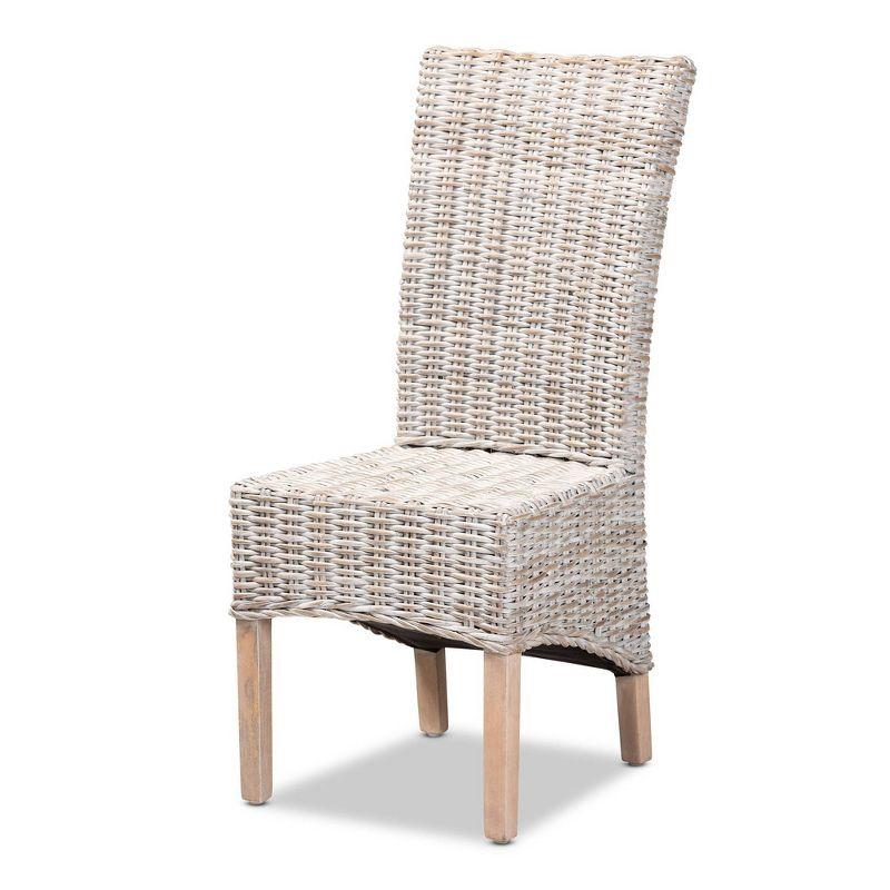 Trianna High Back White and Natural Rattan Dining Chair