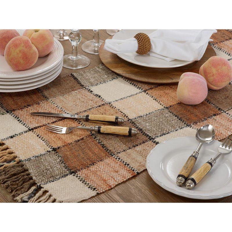 Saro Lifestyle Checkered Runner, Natural, 16" x 72"