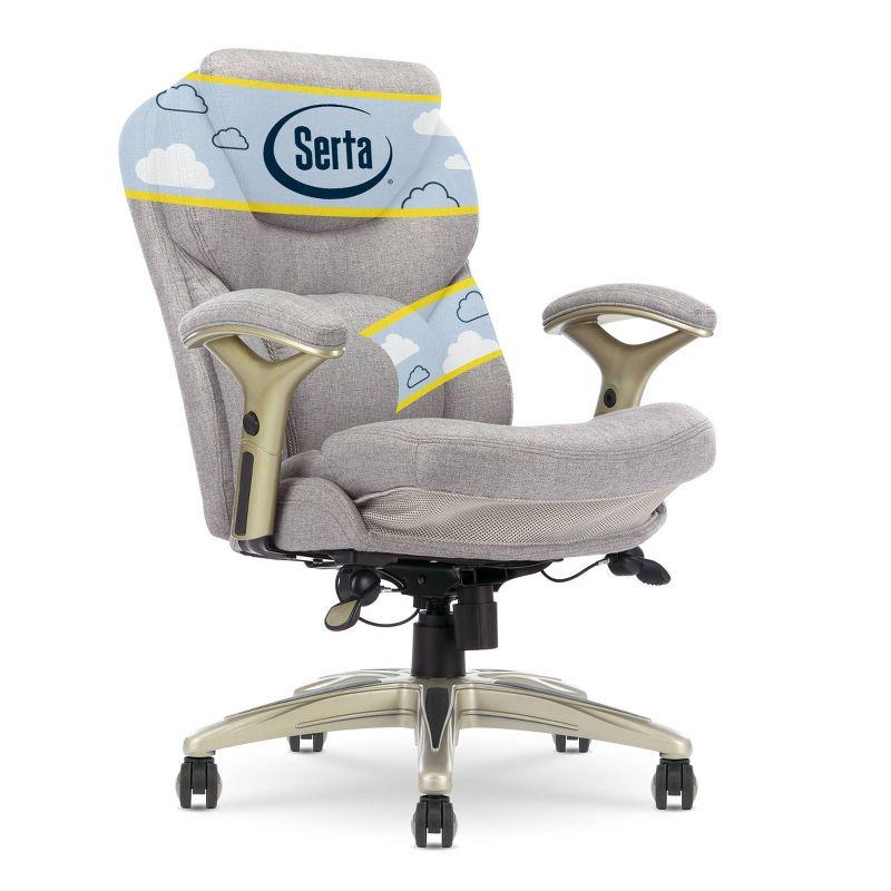 Works Executive Office Chair Light Gray : Serta, Ergonomic, Pneumatic Height Adjustment, Bonded Leather