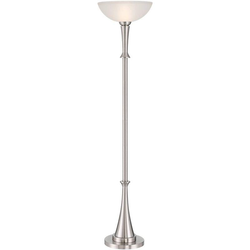 Brushed Nickel 70" Torchiere Floor Lamp with Glass Shade