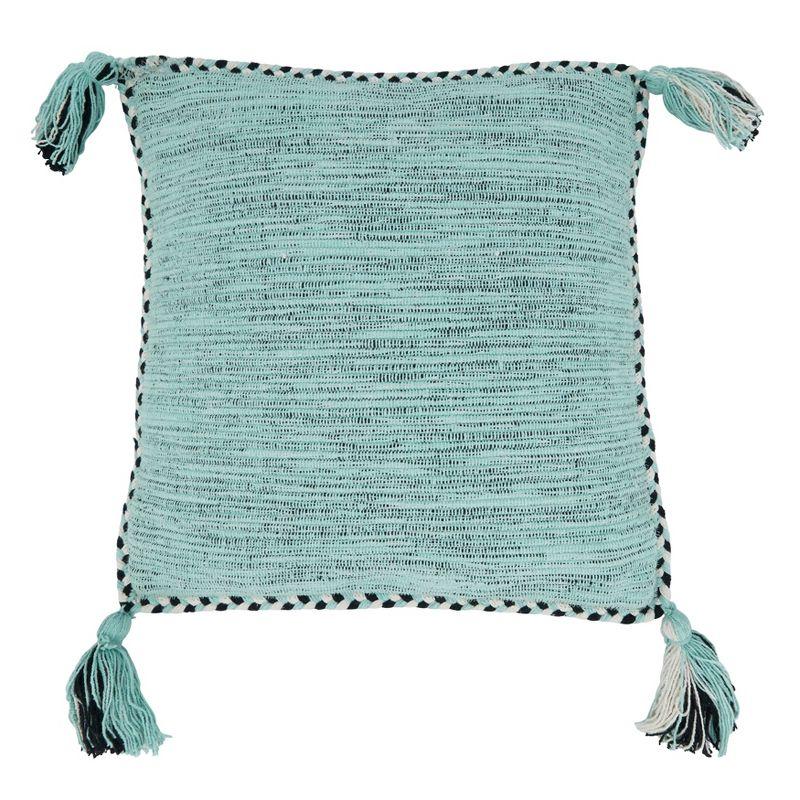 Braided Border Mint Cotton Tassel Euro Pillow Cover