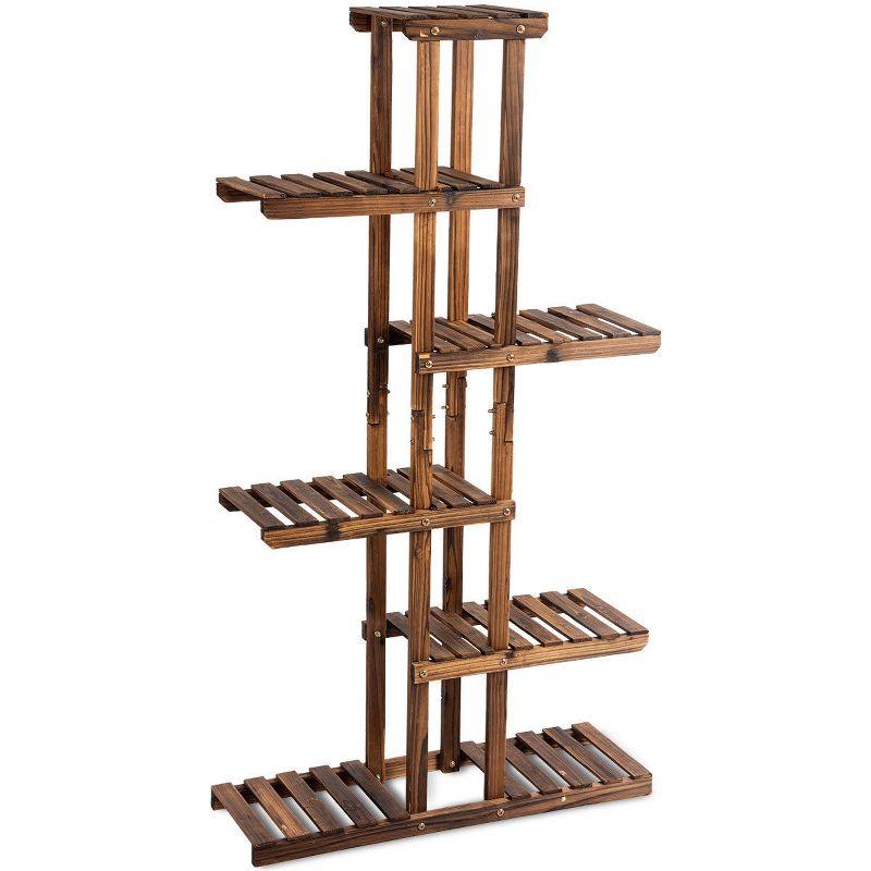 Costway 6 Tier 11 Pots Wooden Plant Flower Display Stand Wood Shelf Storage Rack Garden