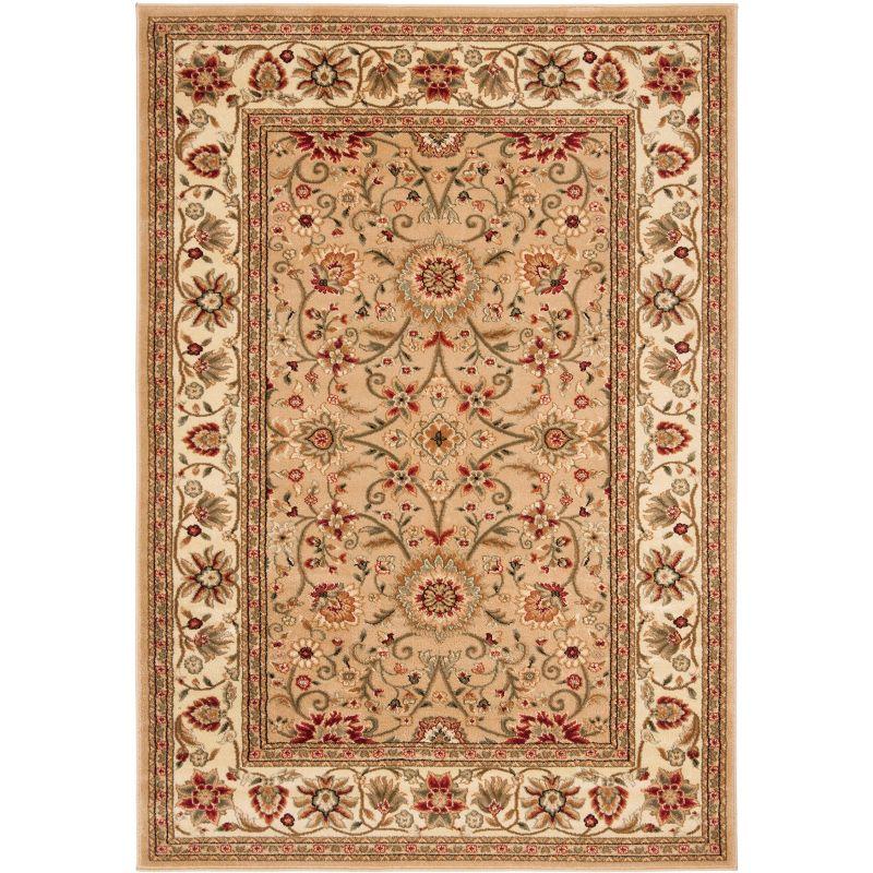 Beige & Ivory Floral Elegance 4' x 6' Easy-Care Synthetic Rug