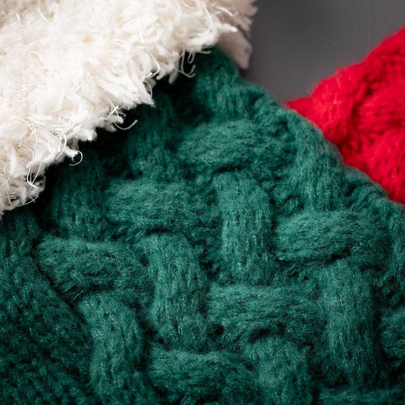 24.5" Christmas Knitted Red & Green Stocking Set of 2