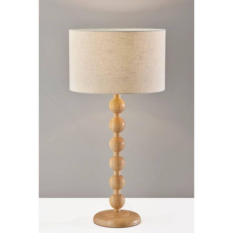 Adesso Orchard Table Lamp Natural: ETL Listed, Linen Drum Shade, Wood Base, 3-Way Rotary Switch