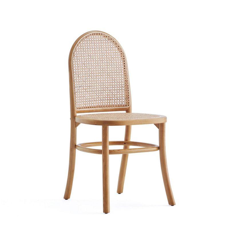 Set of 4 Paragon Dining Chairs Natural/Cane - Manhattan Comfort: Rattan Accent, Ash Wood Frame, No Assembly Required