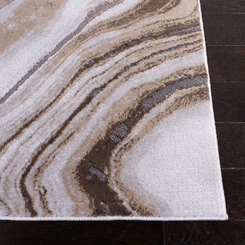 Gold and Grey Abstract Rectangular Area Rug