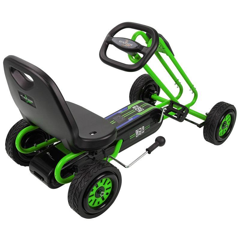 Rocket Pedal Go Kart W/ Ergonomic Adjustable Seat & Sharp Handling, Green