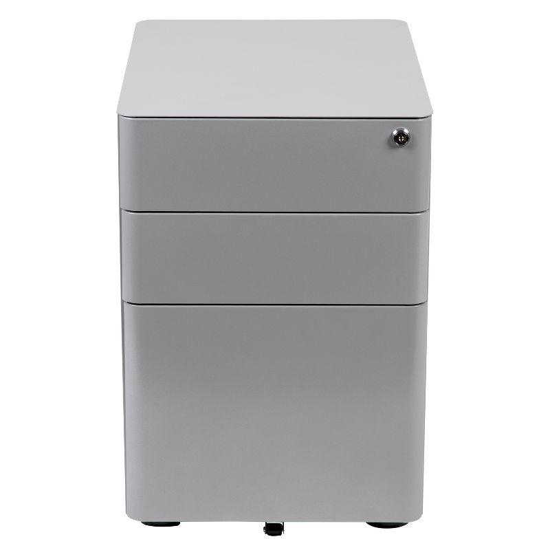 Flash Furniture Modern 3-Drawer Mobile Locking Filing Cabinet with Anti-Tilt Mechanism and Hanging Drawer for Legal & Letter Files