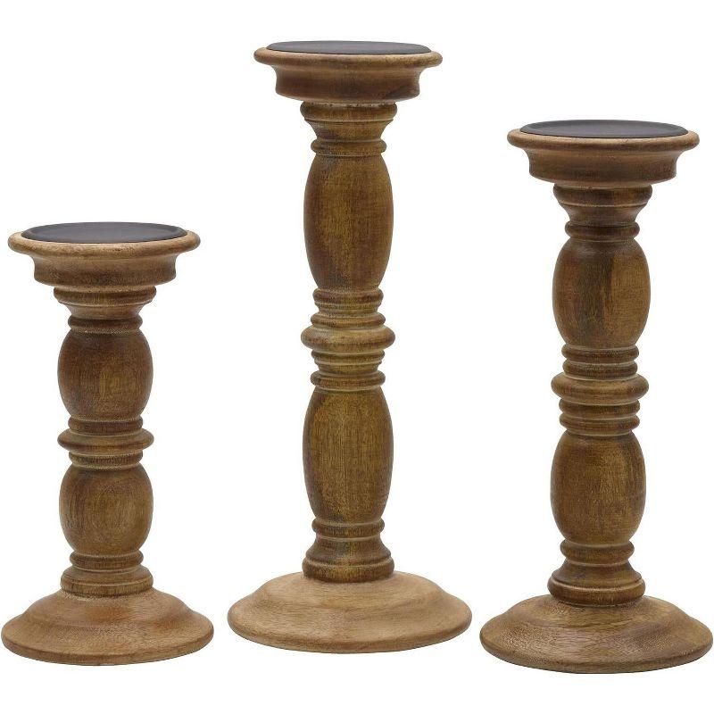 Elements 3 Piece Wood Tabletop Candlestick Set