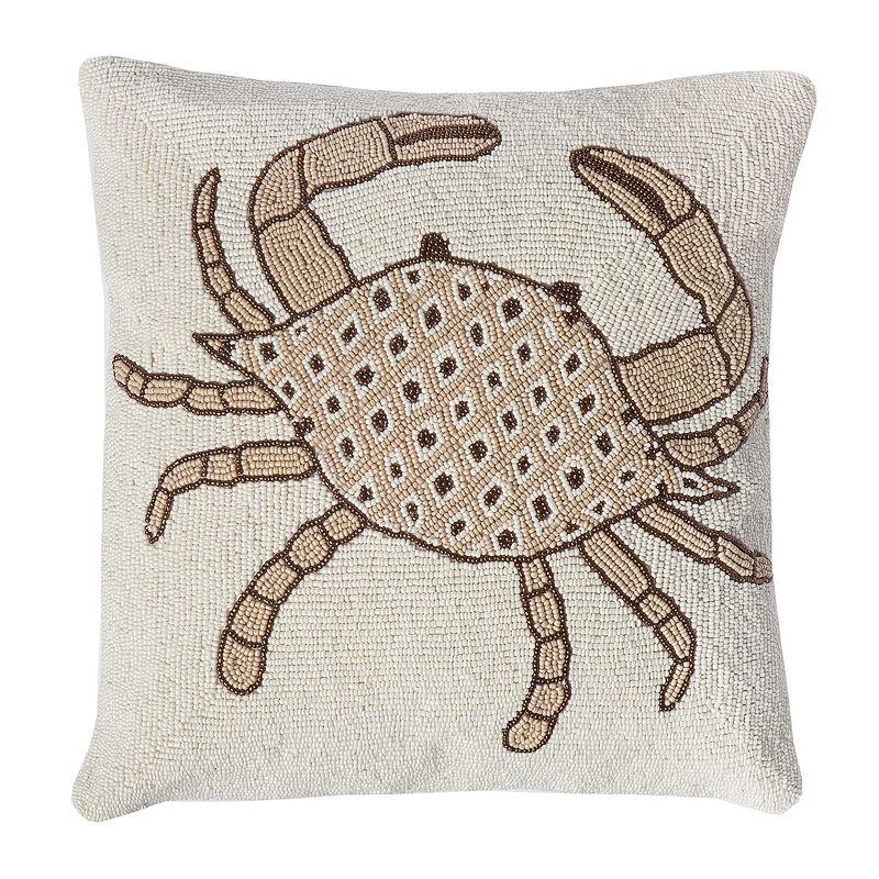 C&F Home 16" x 16" Handcrafted Beaded Crab Decorative Accent Throw Pillow