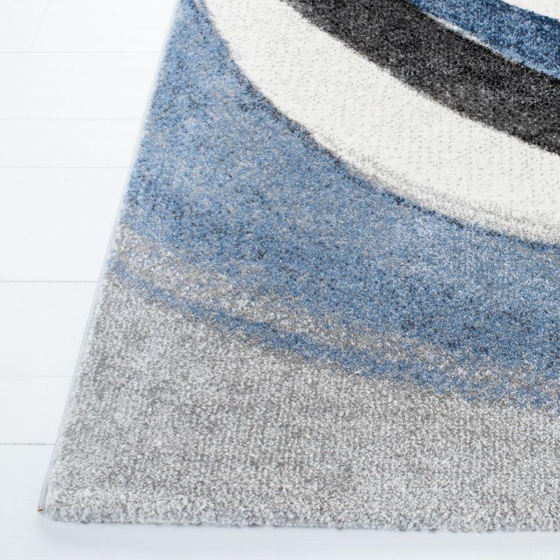 Gray and Blue Mid-Century Modern Runner Rug