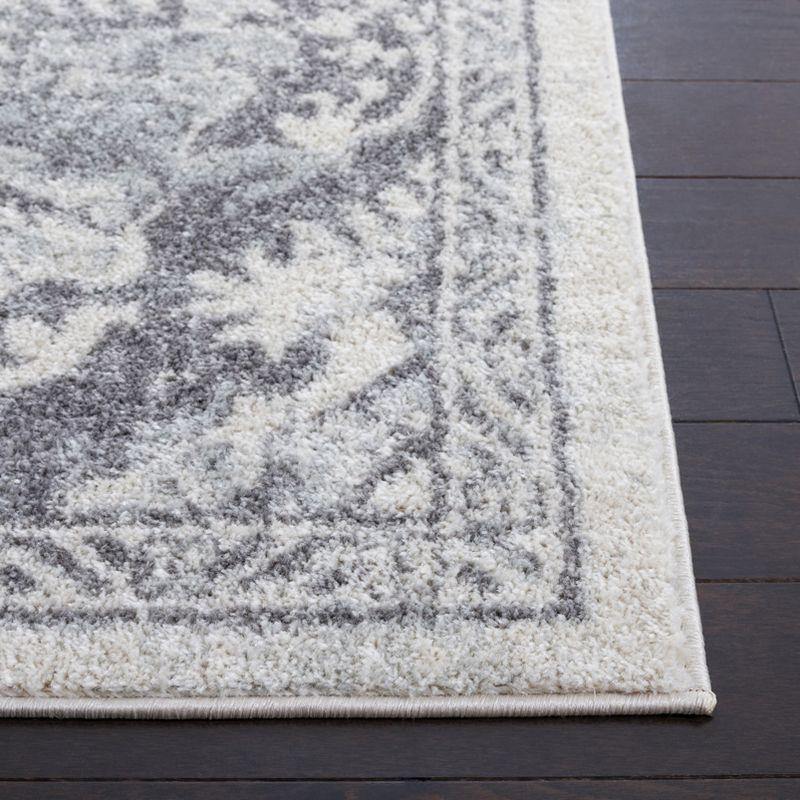 Ivory and Grey Rectangular Stain-Resistant Synthetic Area Rug