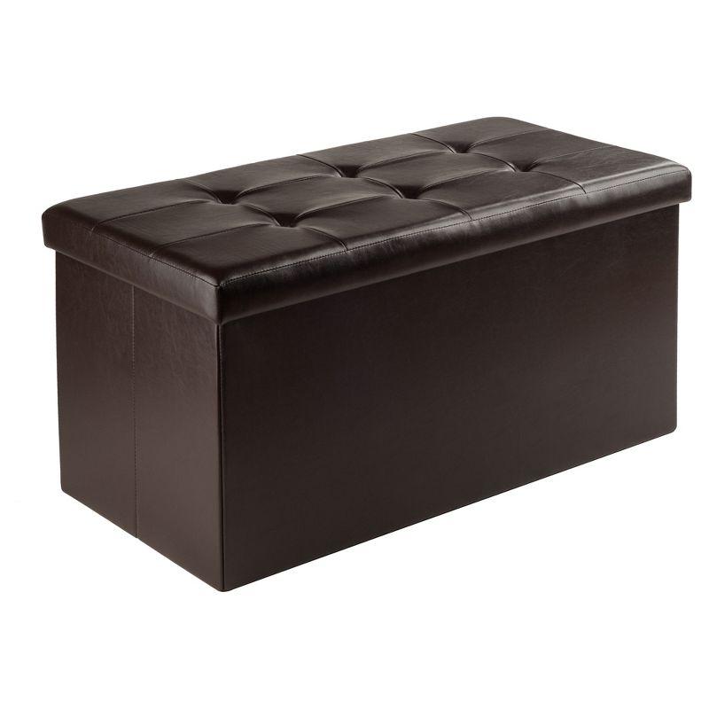 Winsome Ashford Ottoman with Accent Stools - Faux Leather - Espresso : Upholstered Entryway Bench, Footrest, No Assembly Required