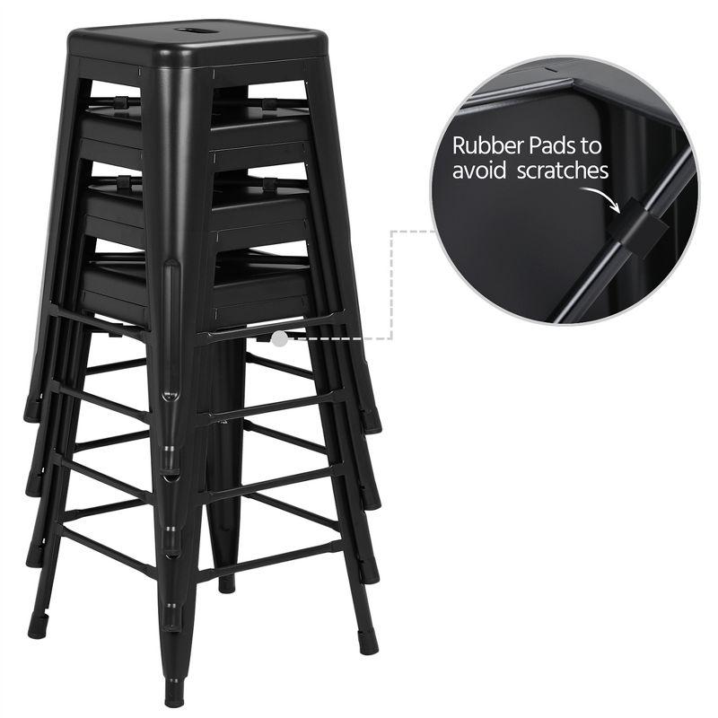 Yaheetech 24" Set of 4 Metal Counter Height Backless Stackable Bar Stools Indoor/Outdoor-Black