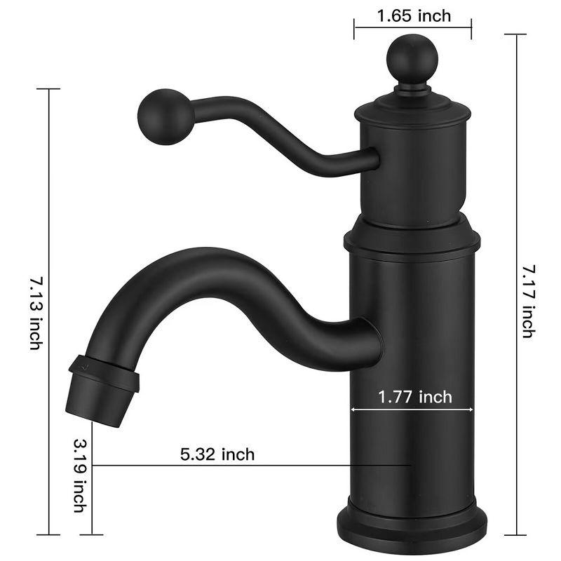 Matte Black Single-Handle Low-Arc Bathroom Faucet with Metal Drain