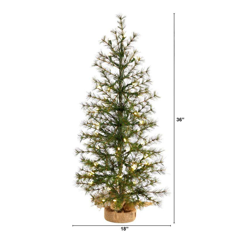 Nearly Natural 3-ft Artificial Christmas Tree with 50 Clear LED Lights Set in a Burlap Base