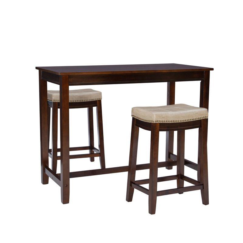 3pc Claridge Backless Stools Counter Height Dining Set Brown/Beige - Linon: Rubberwood, Padded Seat, Nesting Design