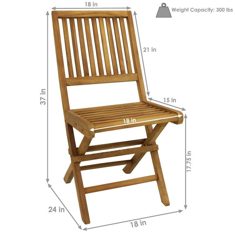 Sunnydaze Outdoor Solid Teak Wood with Stained Finish Nantasket Folding Dining Chairs - Light Brown - 2pk