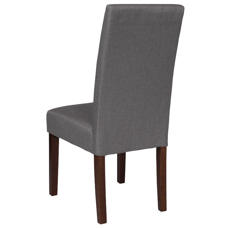 Elegant Light Gray Faux Leather Parsons Side Chair with Mahogany Legs