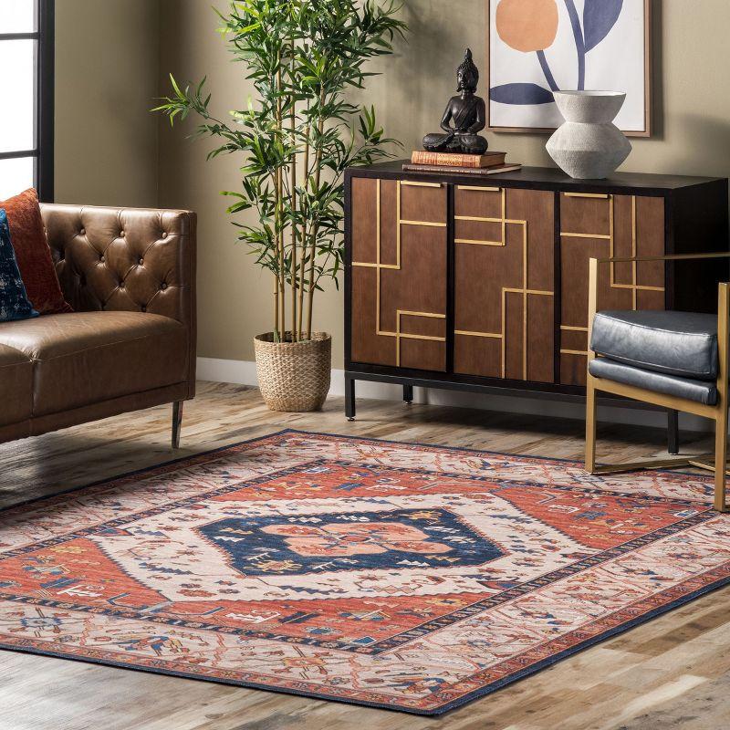 Nuloom Carolyn Pet Friendly Machine Washable Motif Area Rug, 3' x 5', Rust